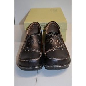 L'artiste by Spring Step Burbank Black Leather Wedge Mules Clogs Sz 8.5, EU 39